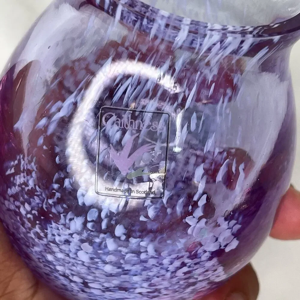 Caithness Purple With Speckled hand Blown Glass Mini Floral Vase Made Scotland
